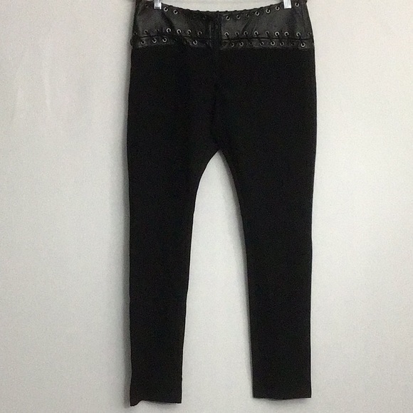 NWT Balmain Leather Trimmed Mid Rise Pants FLAW